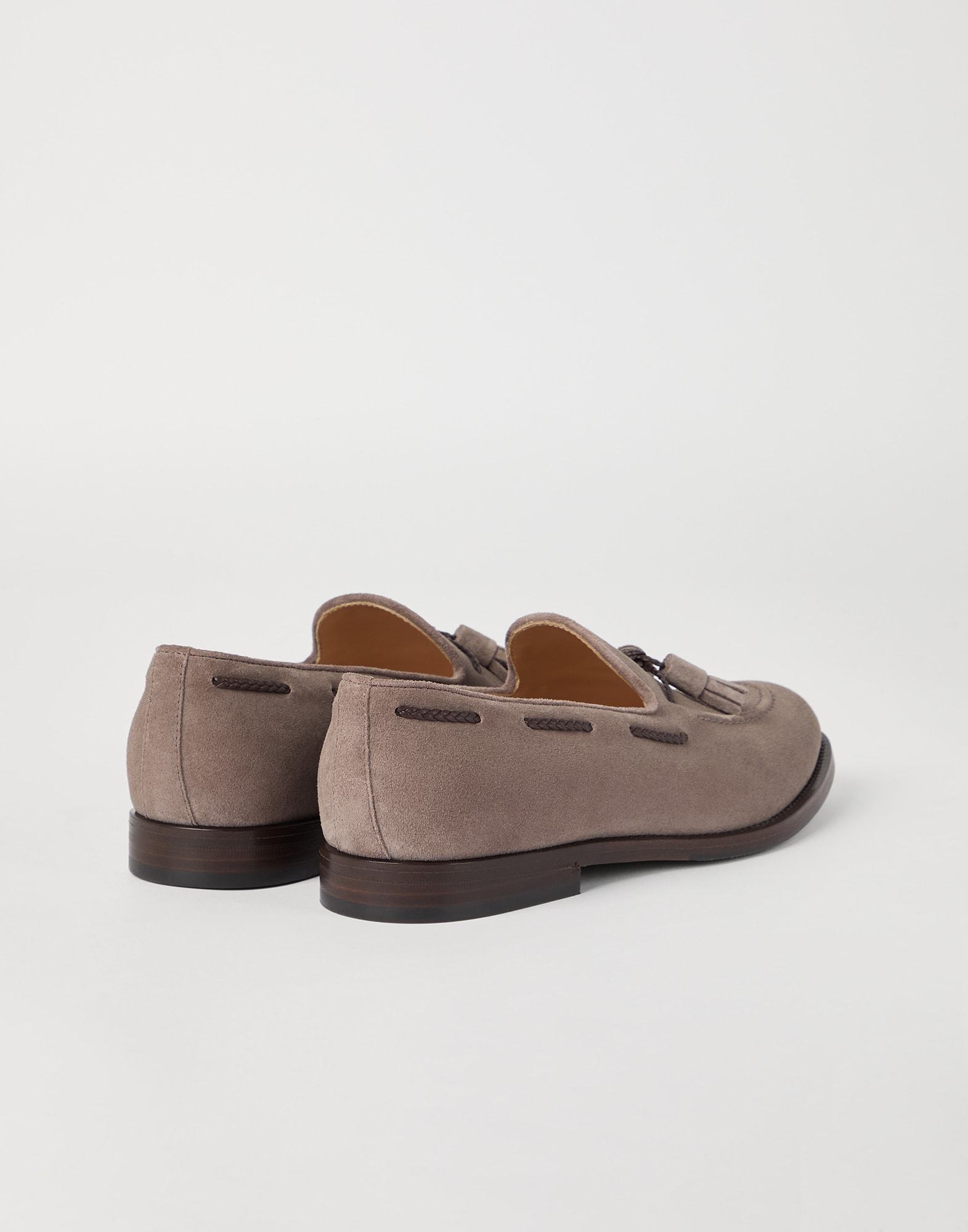 Brunello Cucinelli Suede Tassel Loafers In Neutral