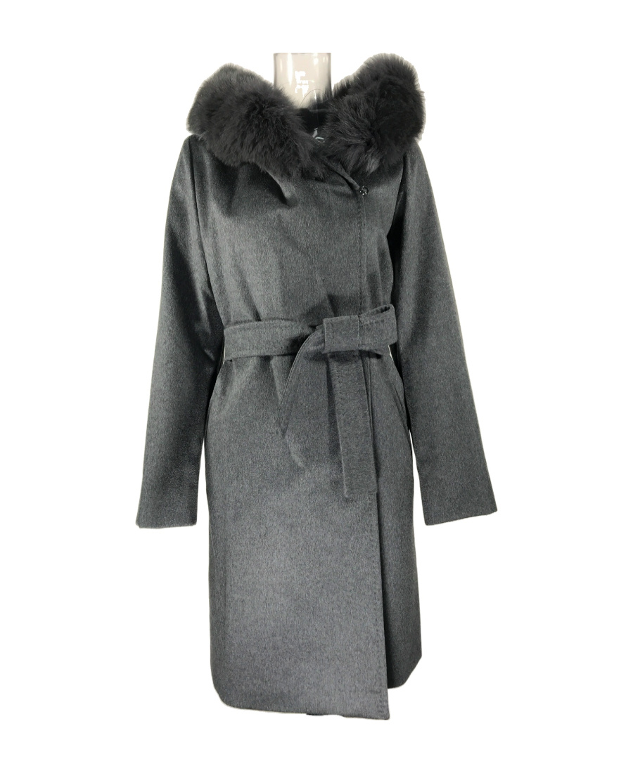 Max Mara Long-sleeved Hooded Coat In Black