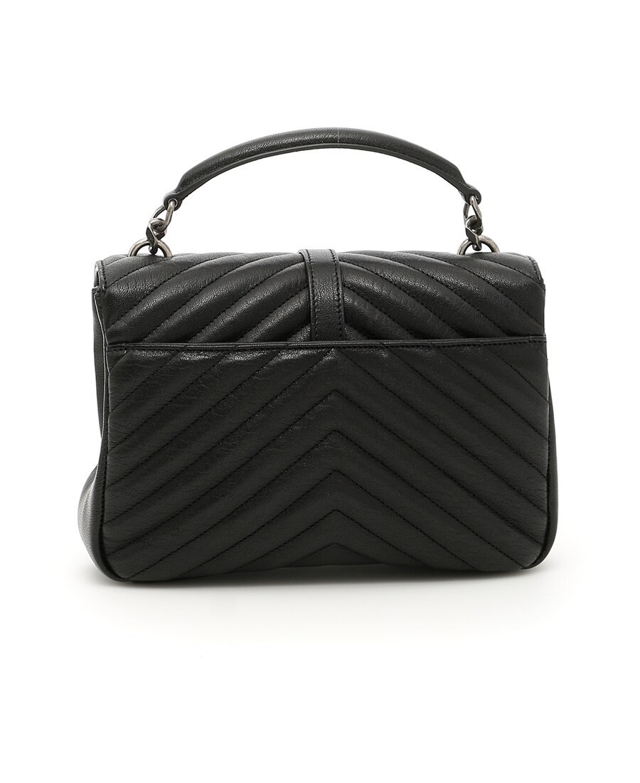 Saint Laurent College Medium Leather Shoulder Bag In Black