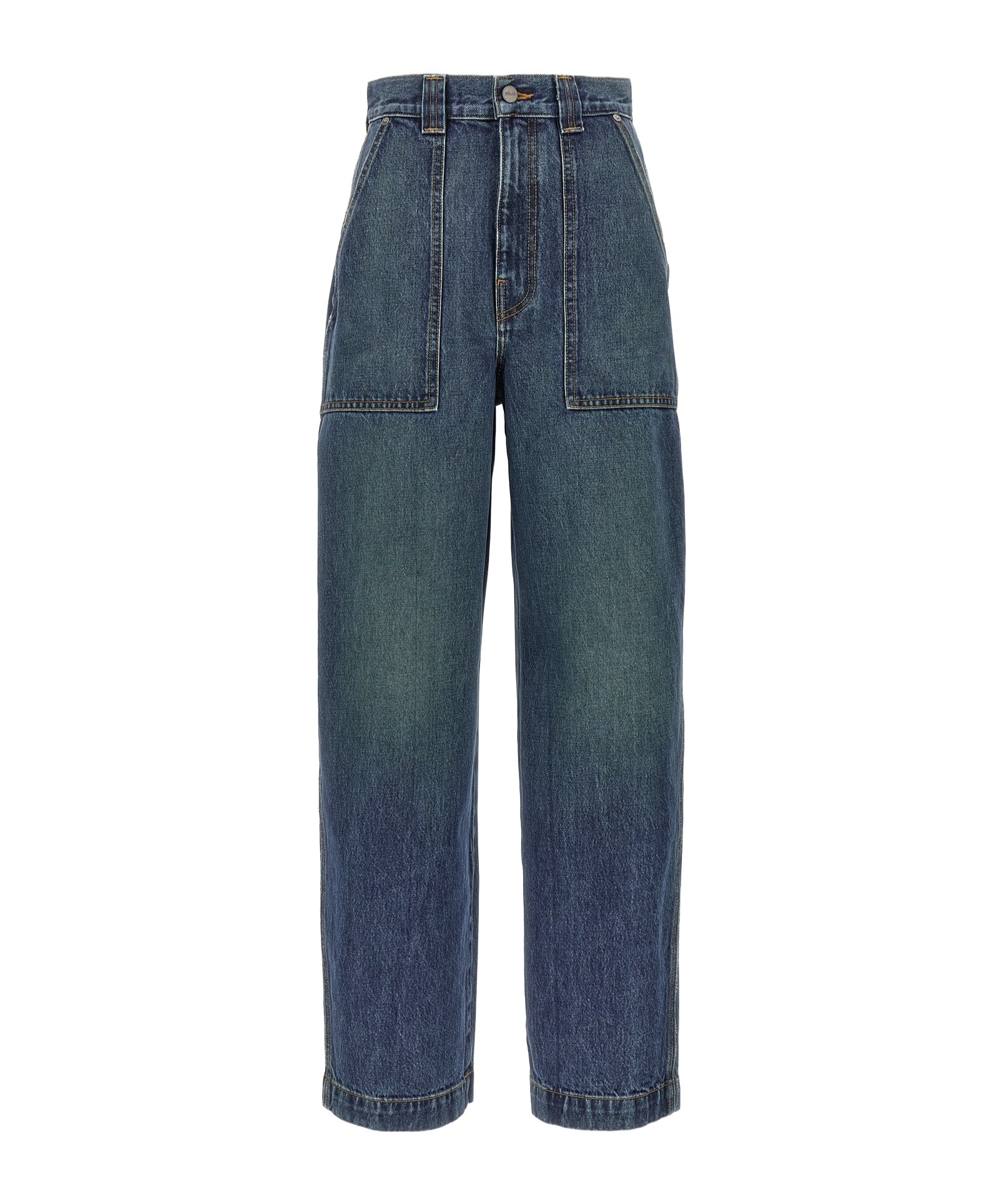Khaite Hewey Cropped High-rise Wide-leg Jeans In Blue