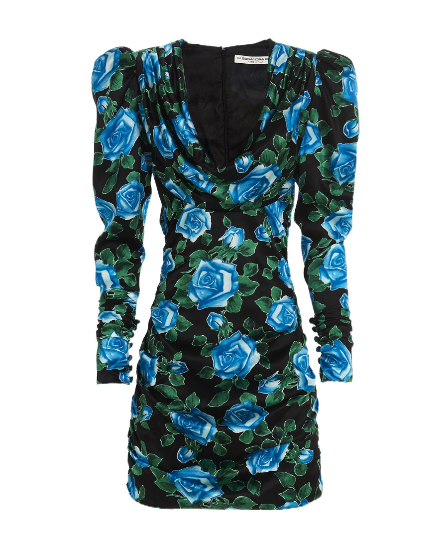 Alessandra Rich Silk Mini Dress In Black