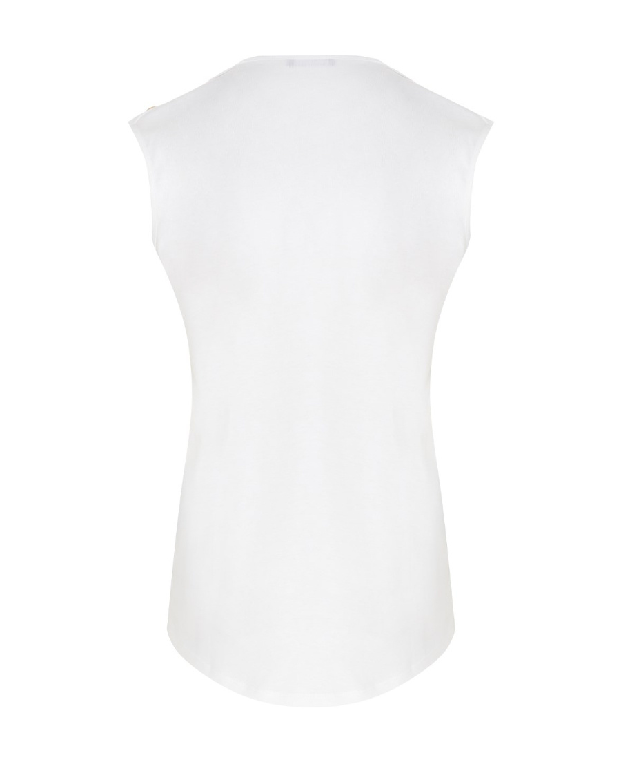 Balmain Logo Cotton Jersey Tank Top In White