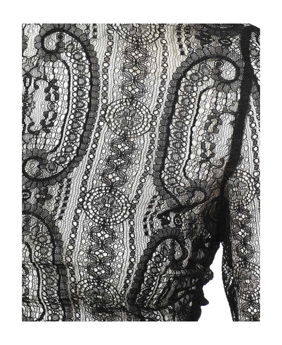 Dolce & Gabbana Semi-sheer Lace Roll-neck Dress In Gray