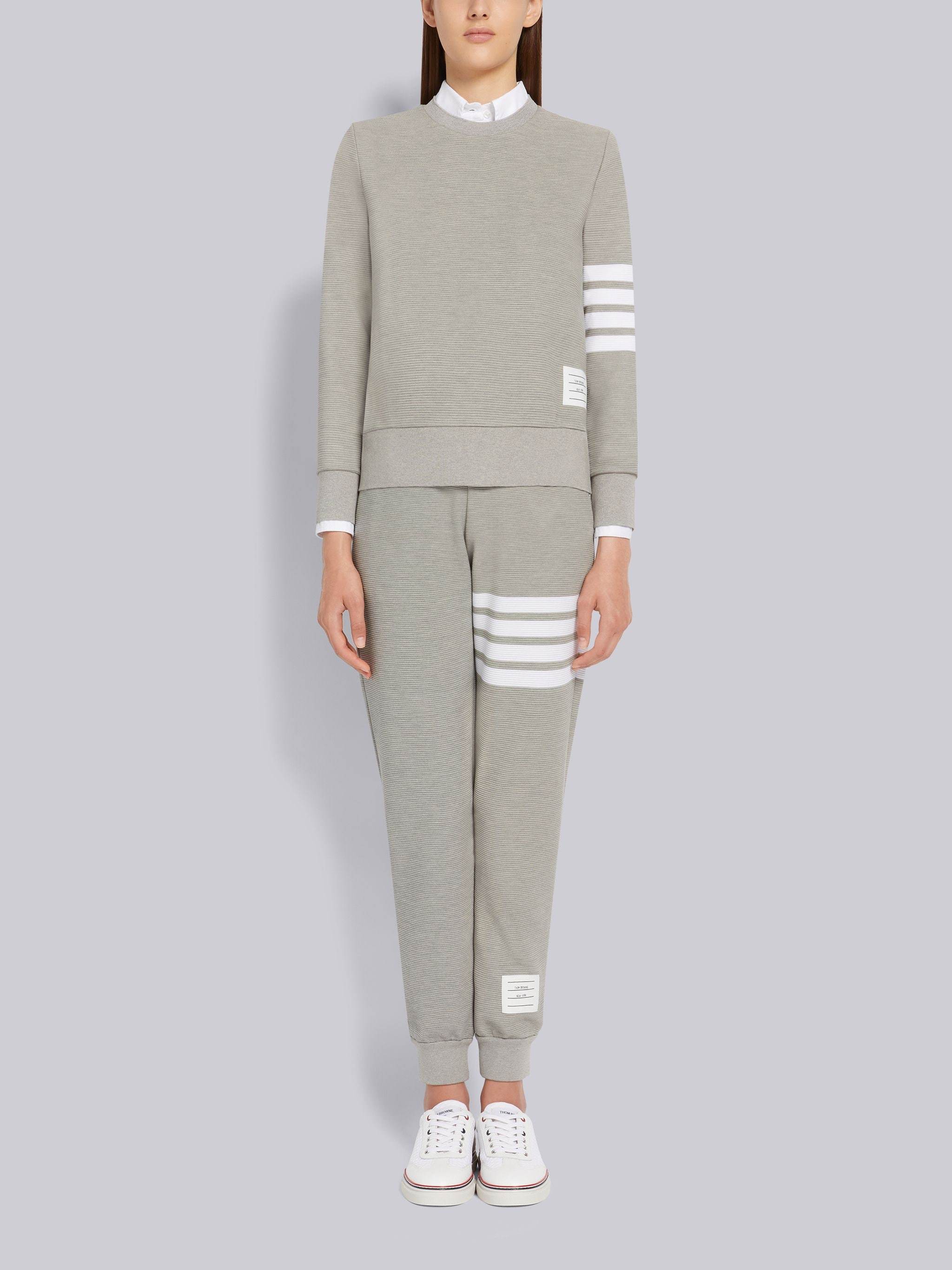Thom Browne 4-bar Cotton Ribbed Sweatshirt In Gray