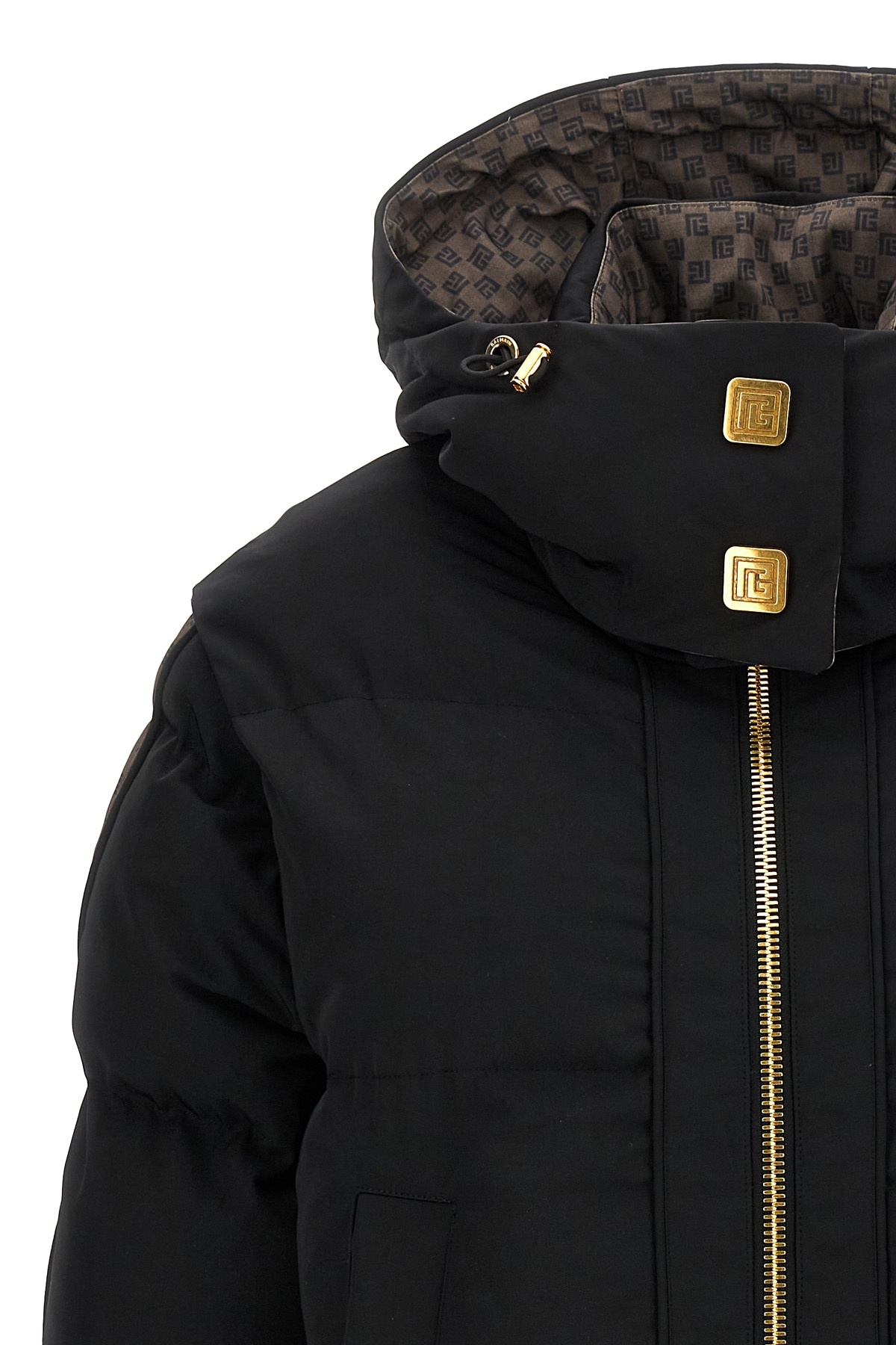 Balmain Mini Monogram Down Jacket In Black