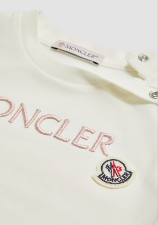 Moncler Embroidery Logo Cotton T-shirt In White