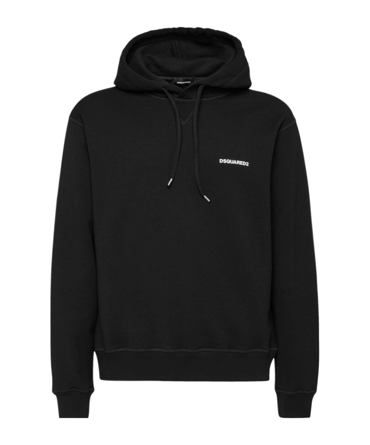 Dsquared2 Black Sweatshirt With Classic Hood And Bold Graphic Print In Black