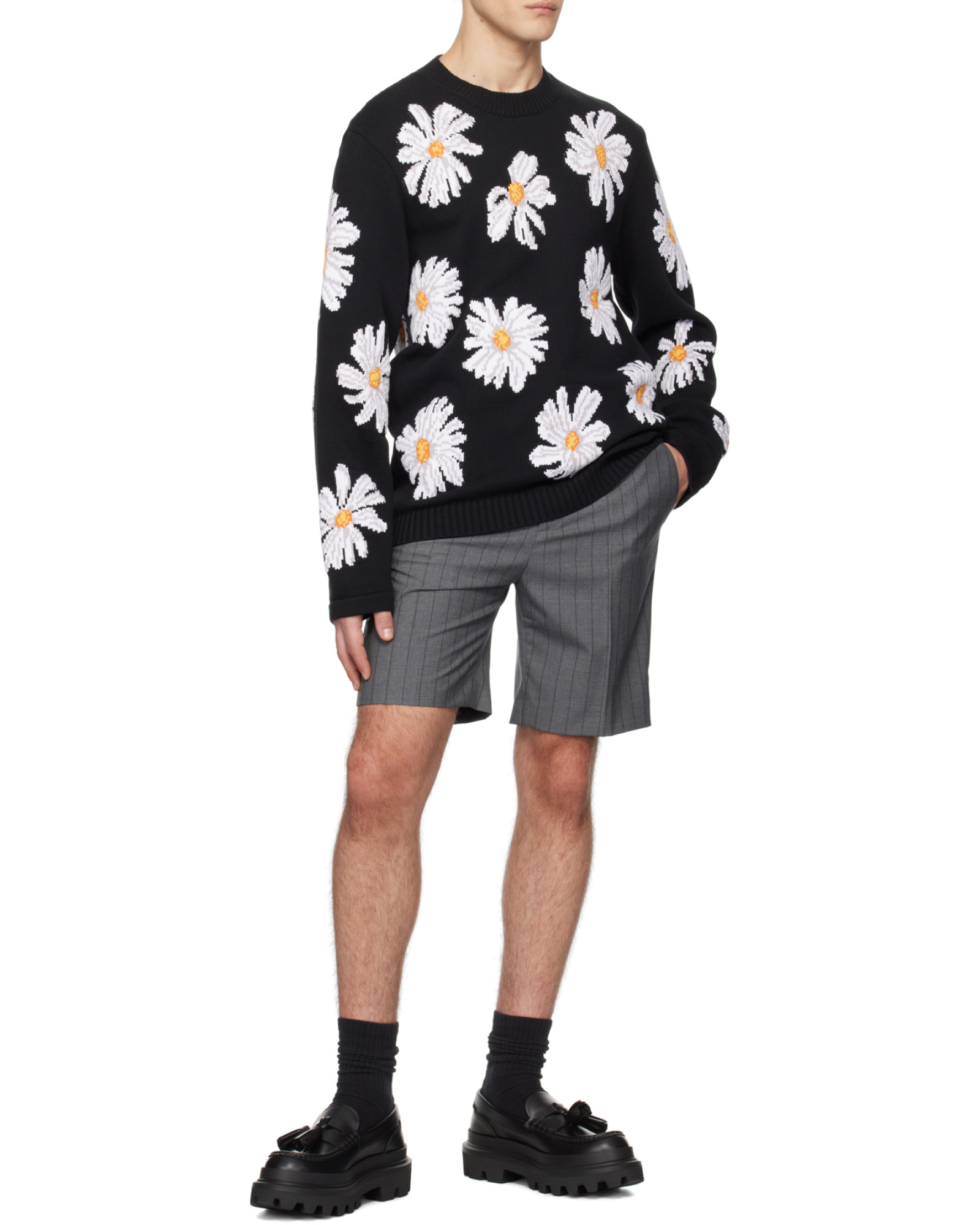 Moschino Sunflower-jacquard Sweater In Black