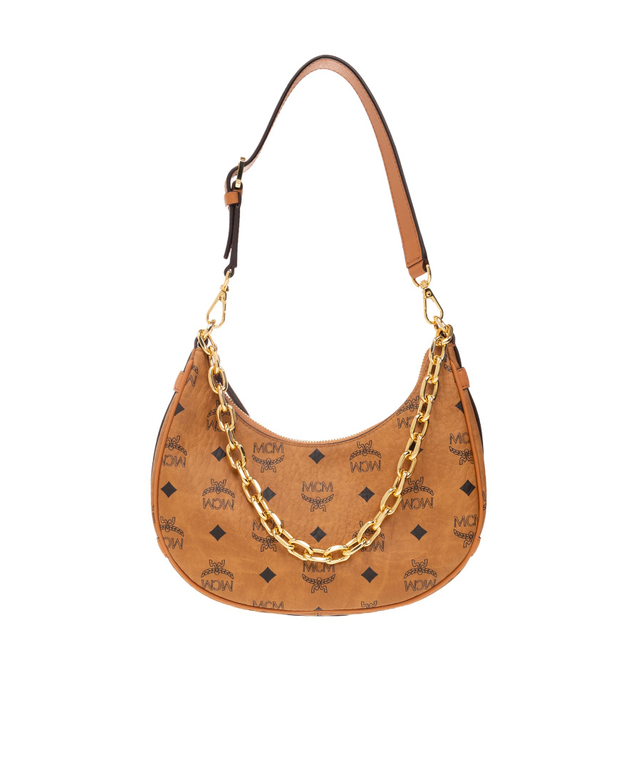 Mcm Small Aren Hobo Shoulder Bag In Brown