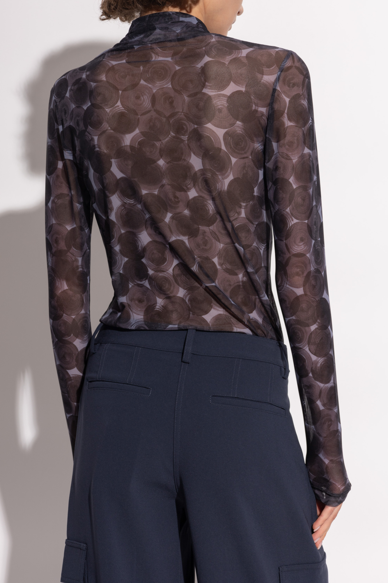 Dries Van Noten Transparent Turtleneck Top In Black