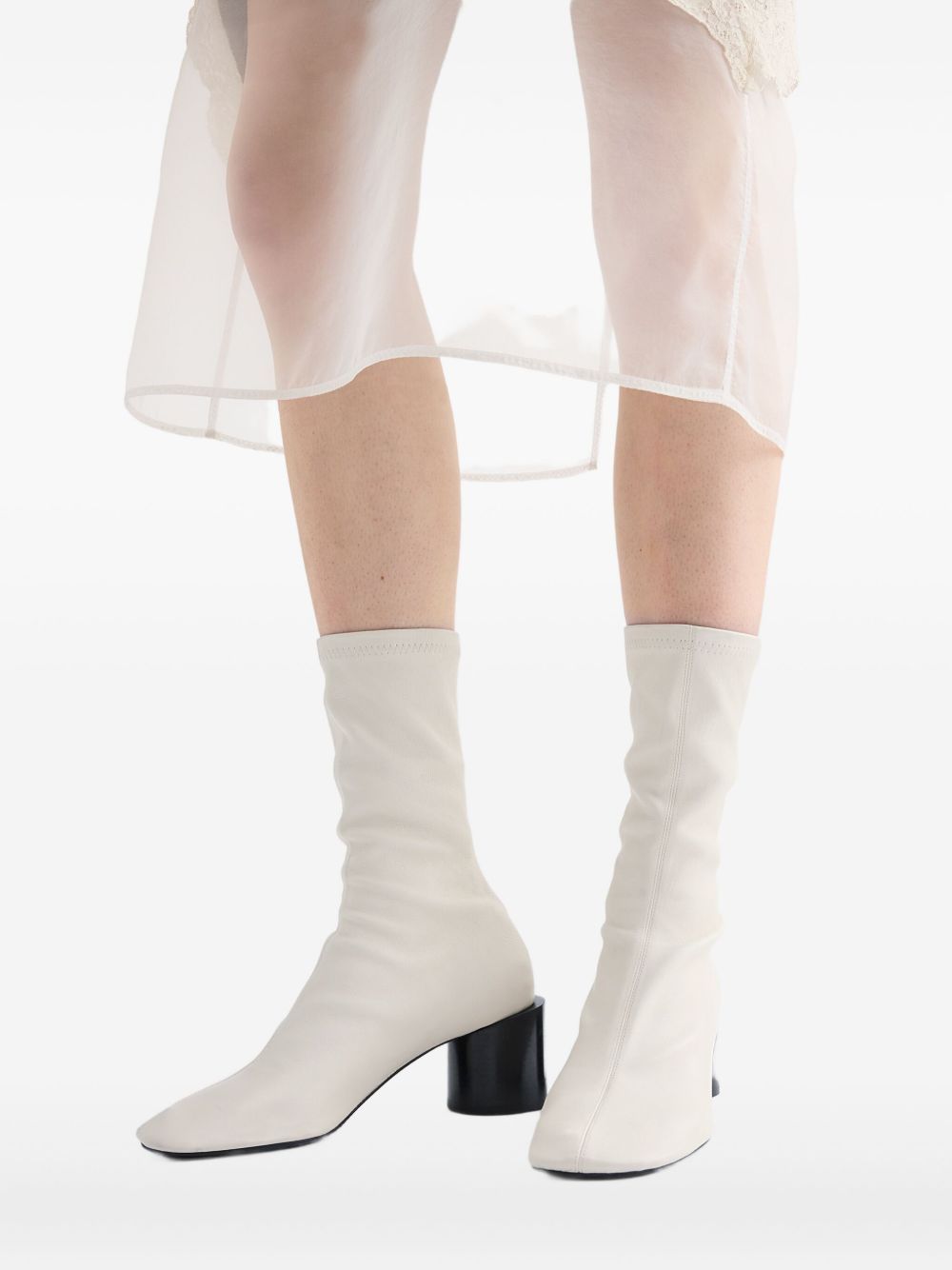 Jil Sander Block-heel Ankle Boots In White