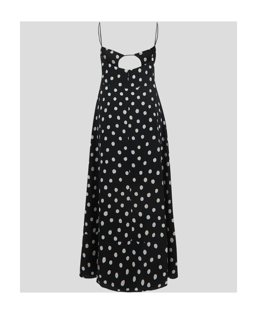 Saint Laurent Polka-dot Cut-out Dress In Black