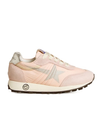 Golden Goose Marathon Junior In Pink Nylon With Printed Star And Leather Heel Tab In Pink