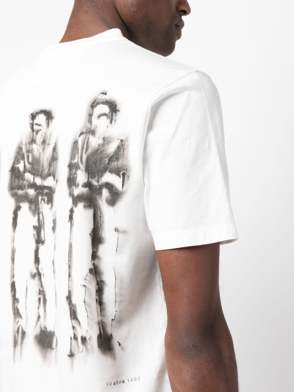 C.p. Company White T-shirt With Logo Embroidered On The Front Tone-on-tone In Cotton Man In White