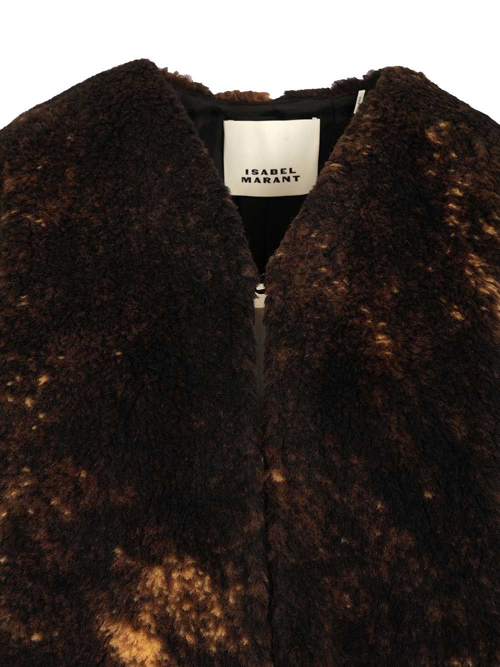 Isabel Marant Agnela-gd Patina Furry Coat Jackets Brown In Black