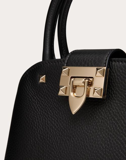 Valentino Garavani Garavani Rockstud Small Handbag In Grainy Calfskin Woman Black Uni In Black