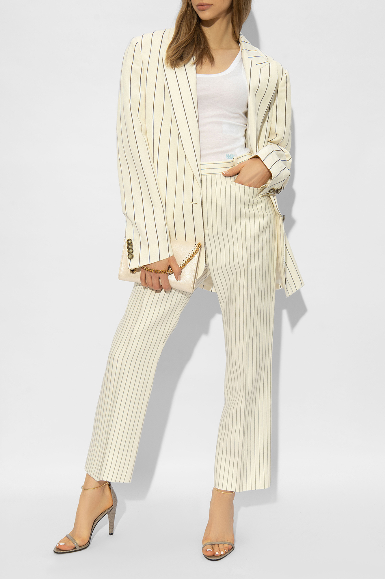 Stella Mccartney Striped Oversize Blazer In White
