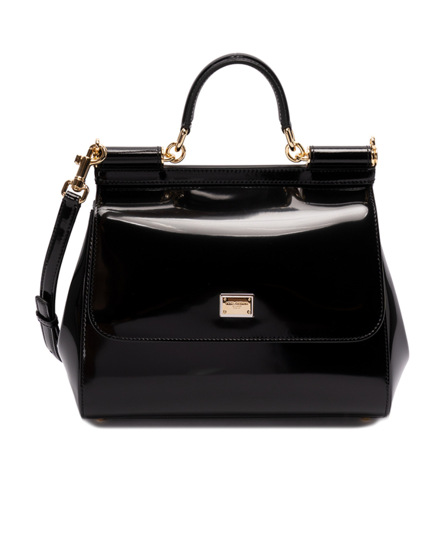 Dolce & Gabbana Medium Sicily Leather Tote Bag In Black