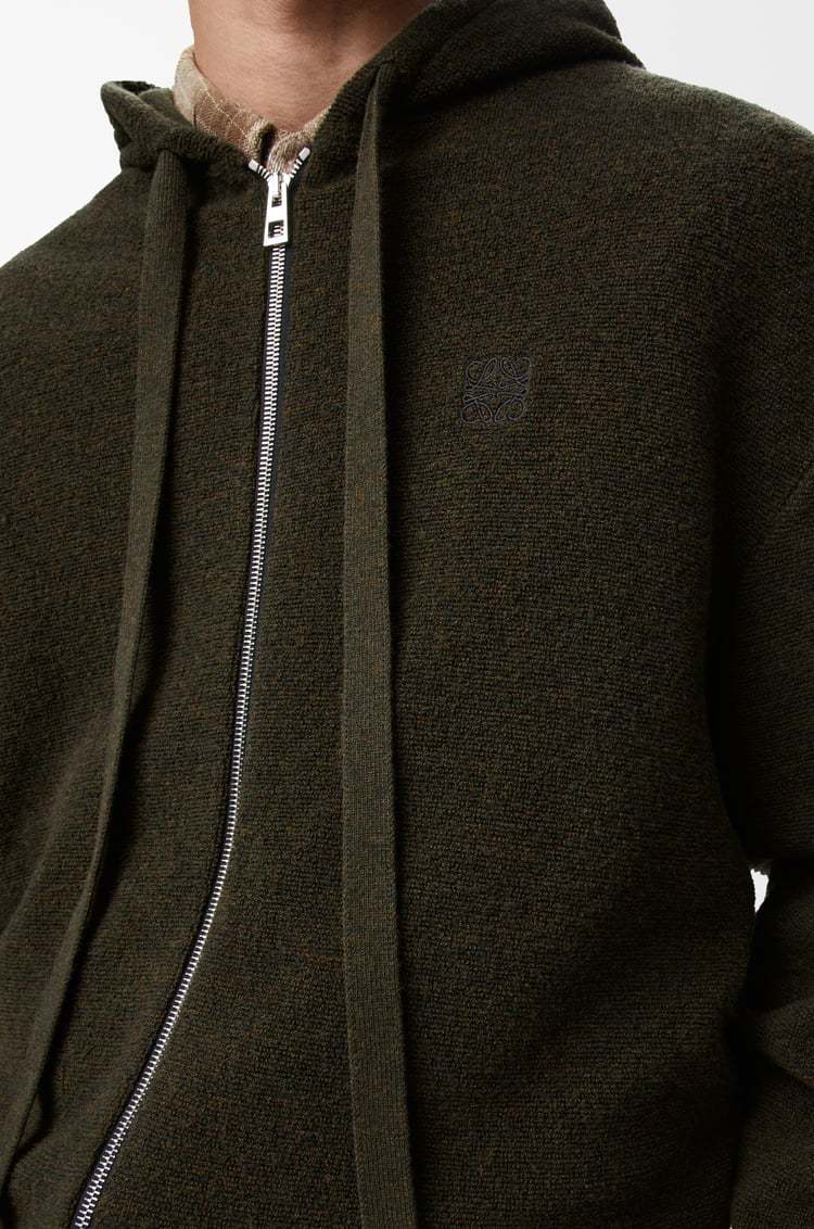 Loewe Wool-blend Terry Anagram Hoodie In Green