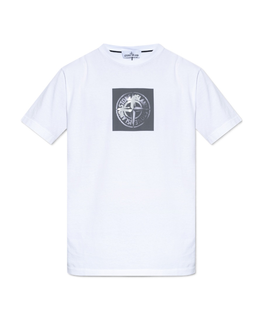 Stone Island Compass-print Cotton T-shirt In White