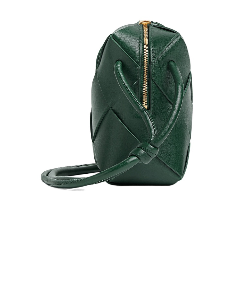 Bottega Veneta Mini Cassette Leather Camera Bag In Green