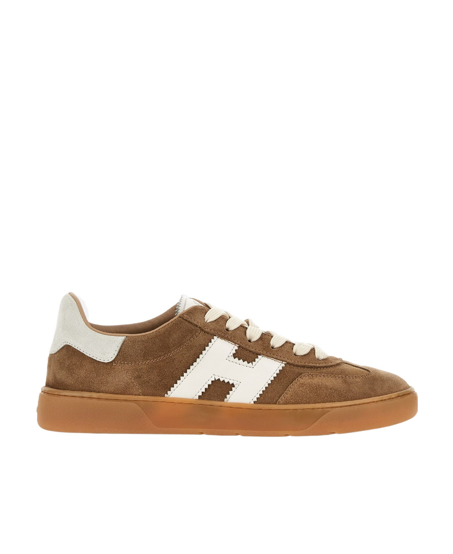 Hogan Stylish Sneakers With Contrast Panel And Suede Finish In Brown