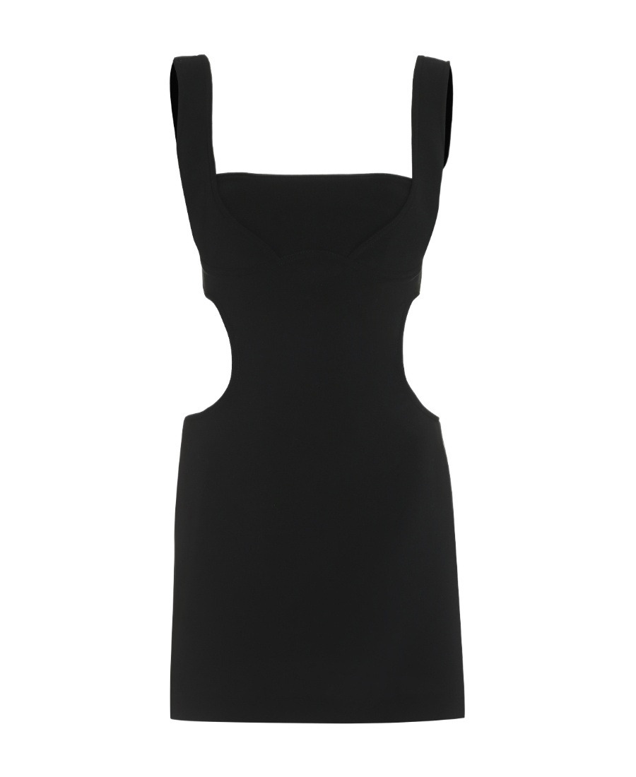 Marine Serre Double Crepe Tailored Dress In Black