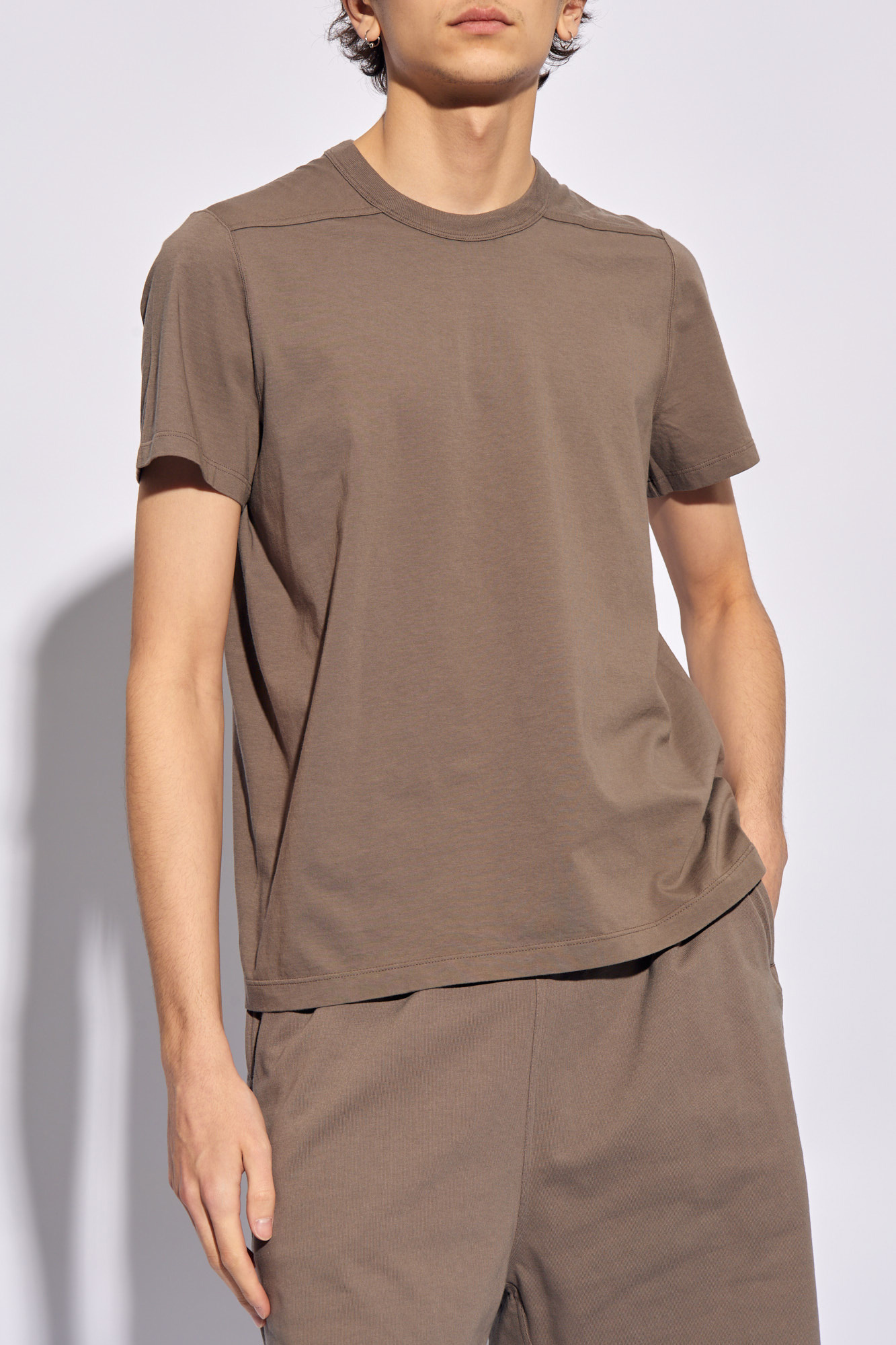 Rick Owens Short Level T Organic Cotton T-shirt In Brown