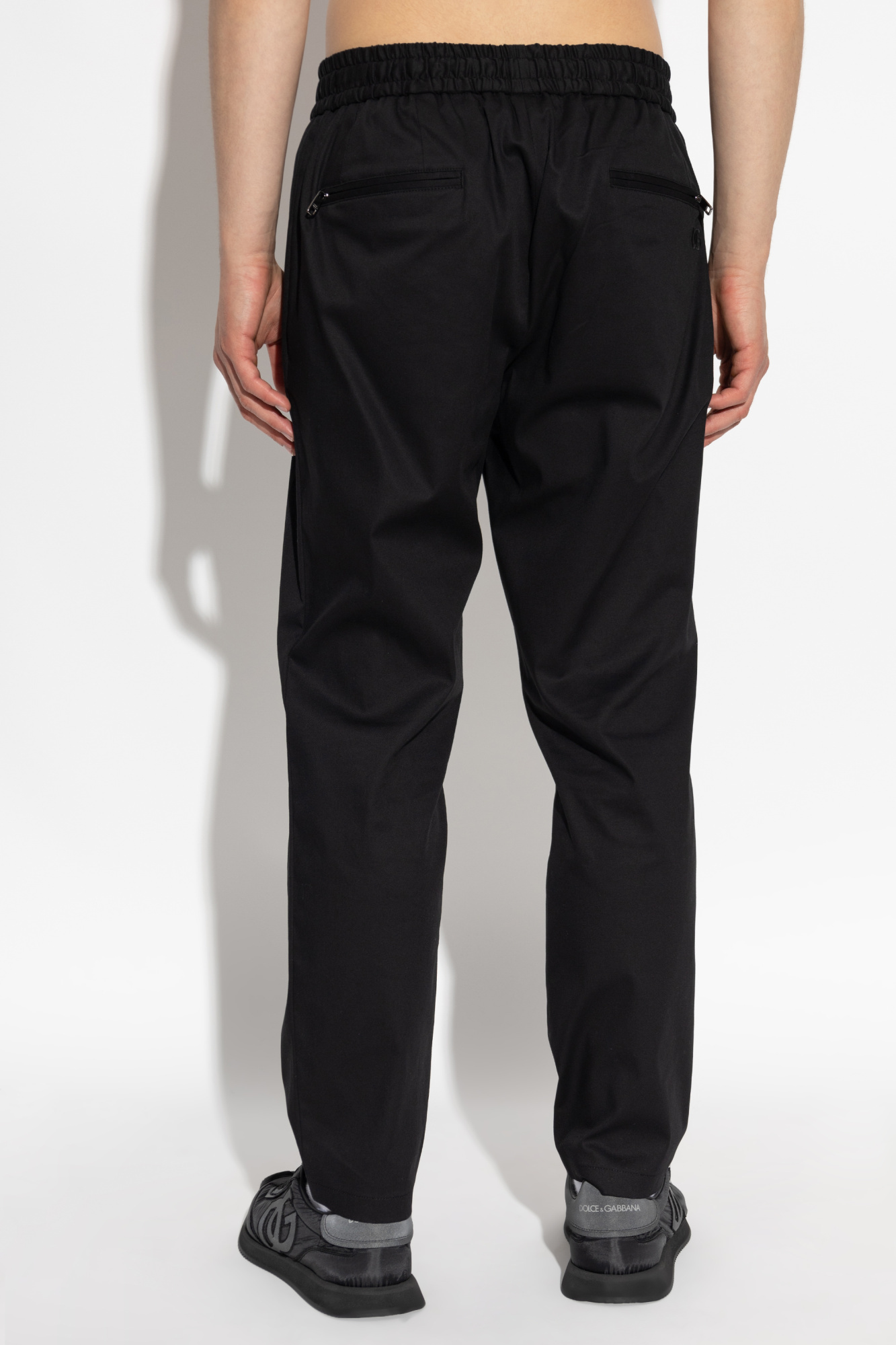 Dolce & Gabbana Drawstring Elastic Waist Casual Pants In Black