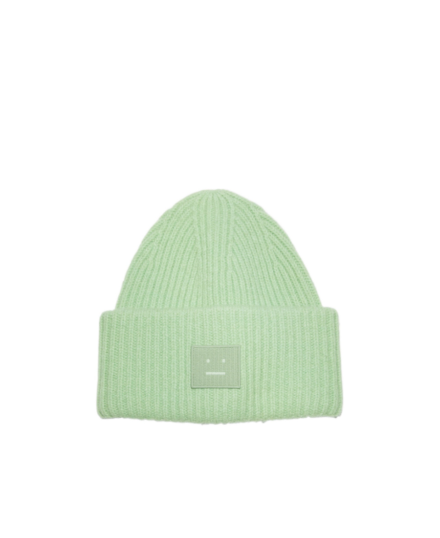 ACNE STUDIOS FACE-PATCH RIBBED-KNIT BEANIE