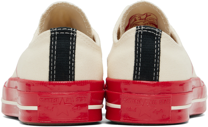 Comme Des Garçons Play Off-white & Red Converse Edition Chuck 70 Sneakers In Red