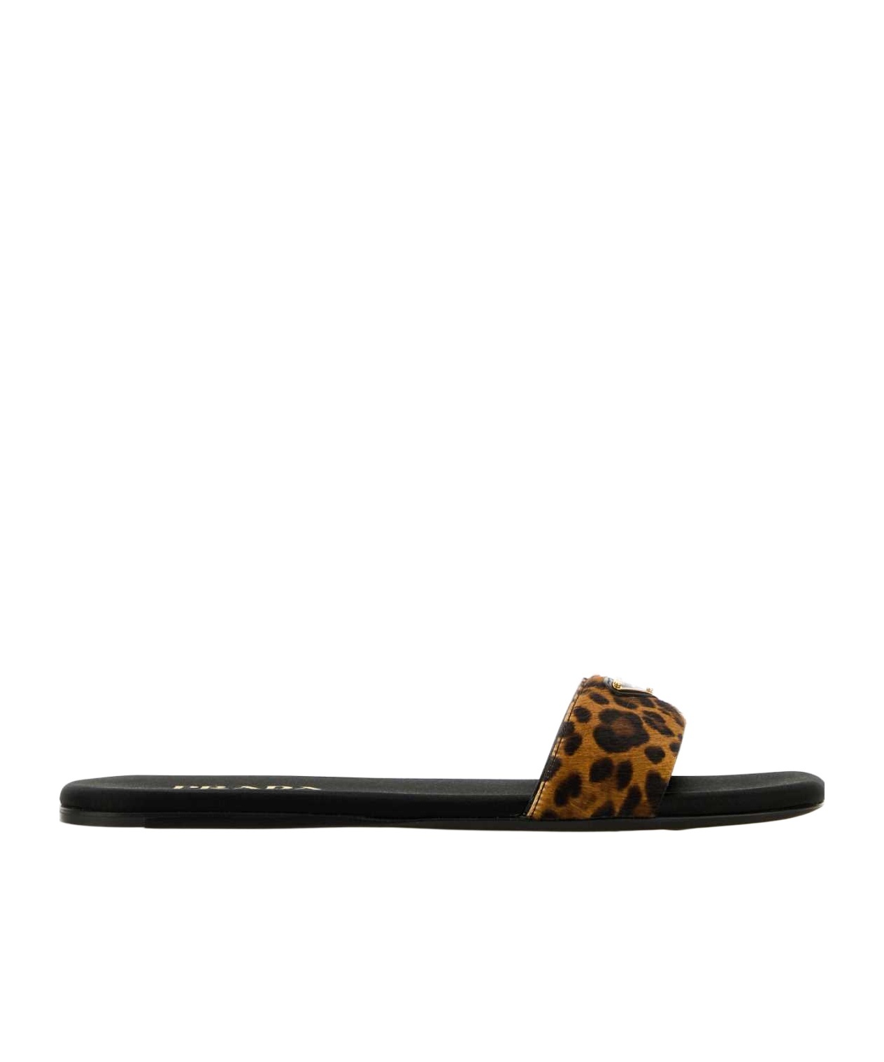 サンダル・ミュール Prada Leopard Printed Calf Hair Slide Sandals Prada Animal Print Genuine Calf Hair Slide Sandal In Miele