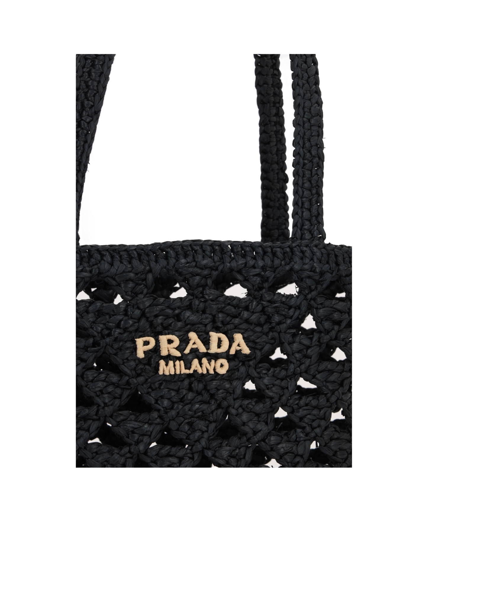 Prada Logo Crochet Tote Bag In Black