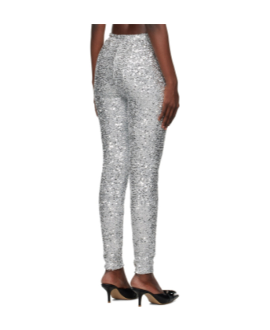 We11 Done Silver Sequins Leggings In Gray