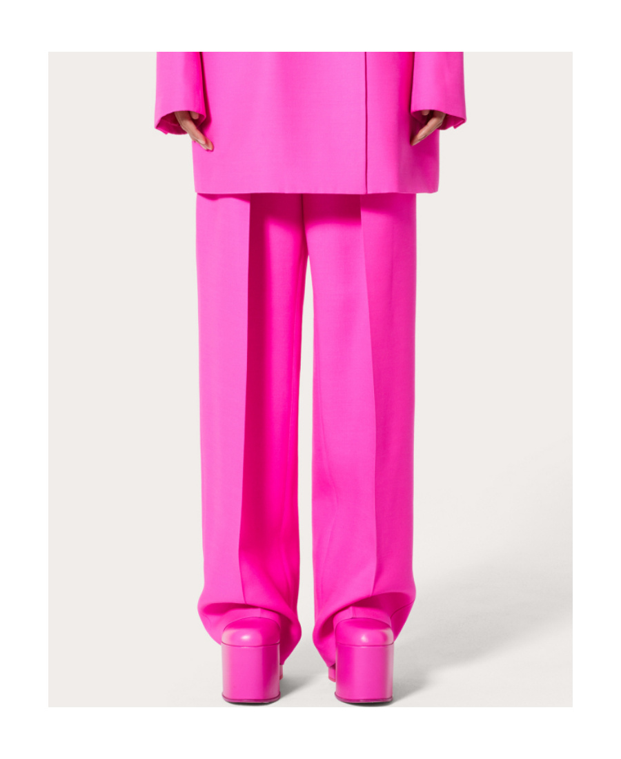 Valentino Crepe Couture Wide-leg Trousers In Pink