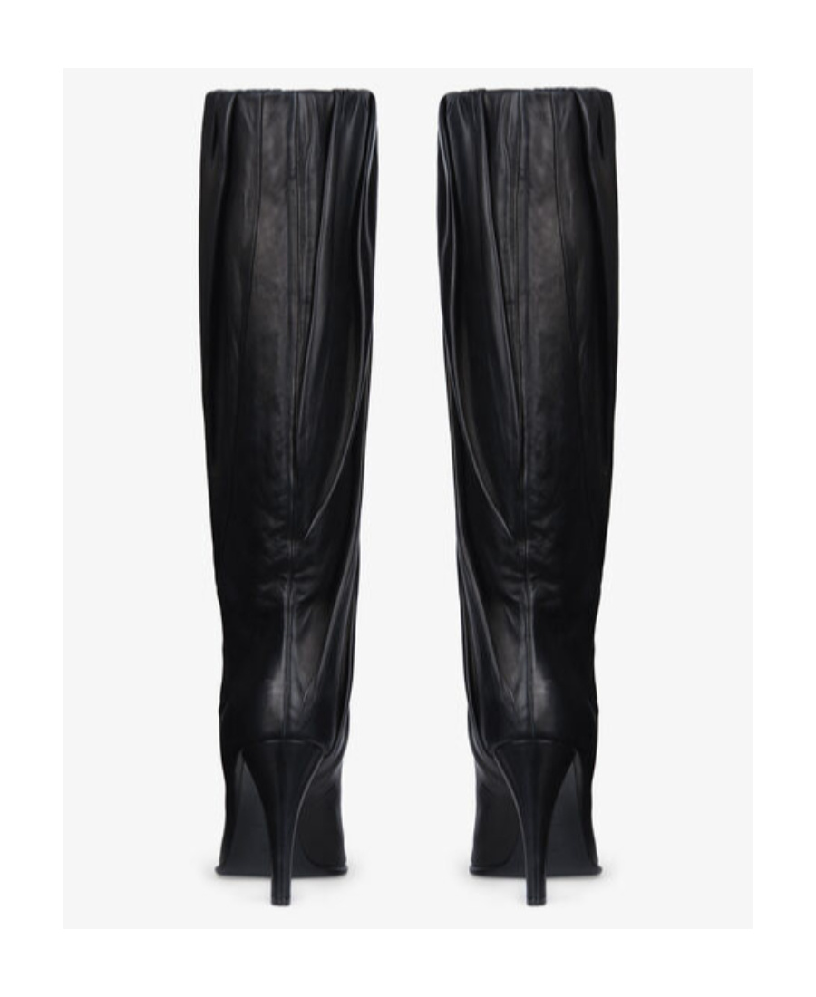 Givenchy Pleated Calf High Boots In Black