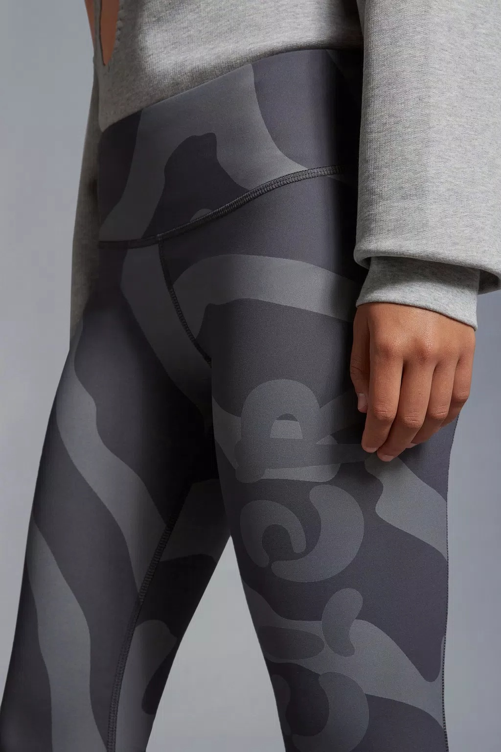 Moncler Printed Leggings Gray In Gray