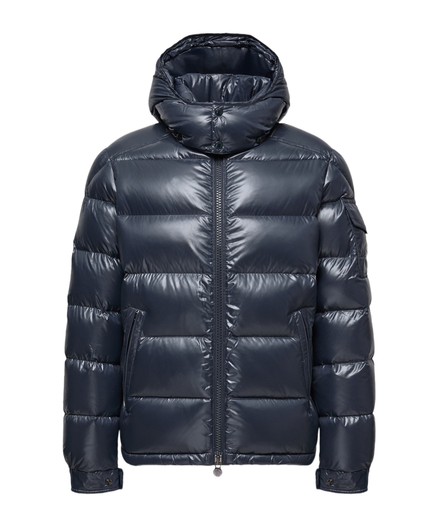 Moncler Mens Navy Maya Logo-patch Padded Shell-down Jacket In Black