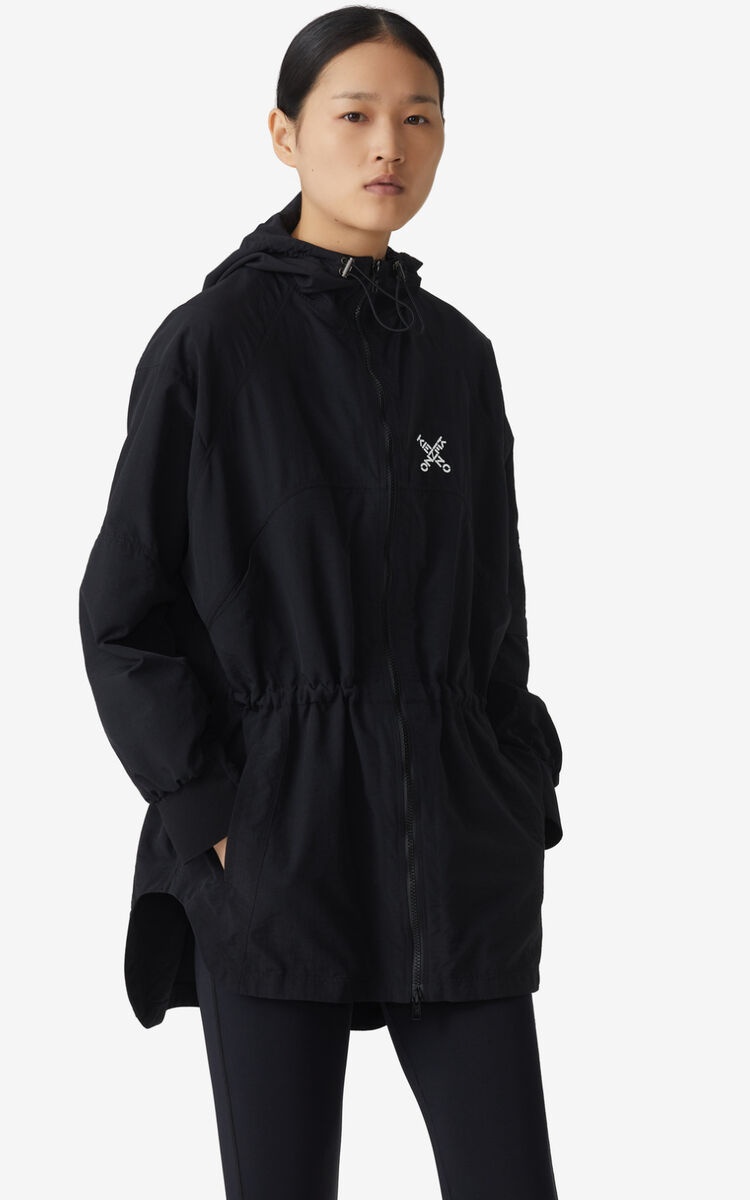 Kenzo Logo Print Zipped Jacket In Black