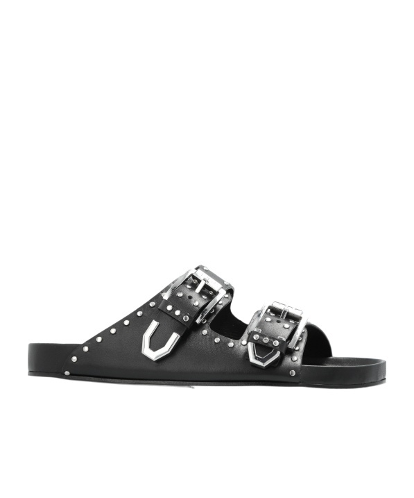 Iro Billie Flats In Black Leather In Black