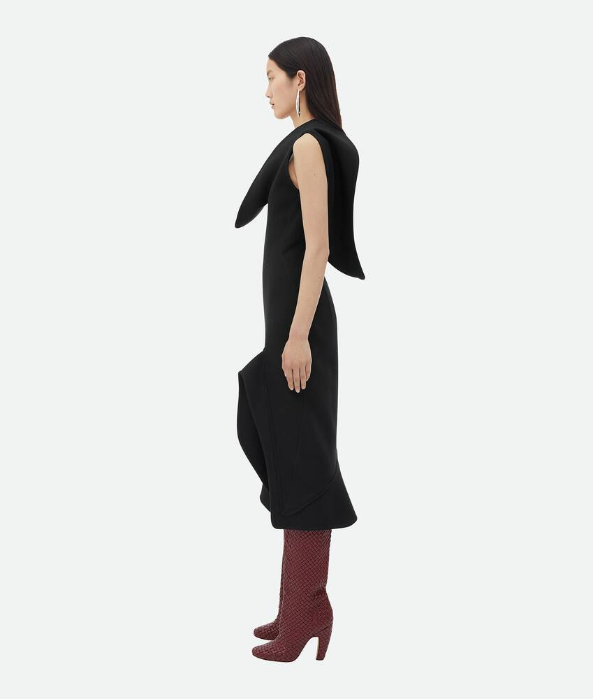 Bottega Veneta Structured Gabardine-weave Midi Dress In Black