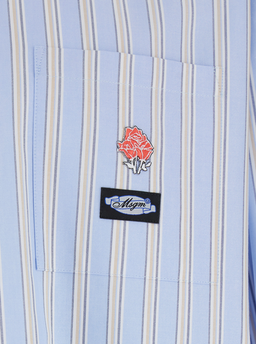 Msgm Lapel Long-sleeved Shirt In Blue