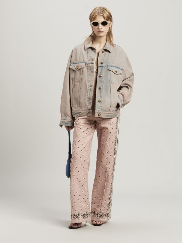 Shop Palm Angels Paisley-printed Side Stripe Detailed Trousers In Nude