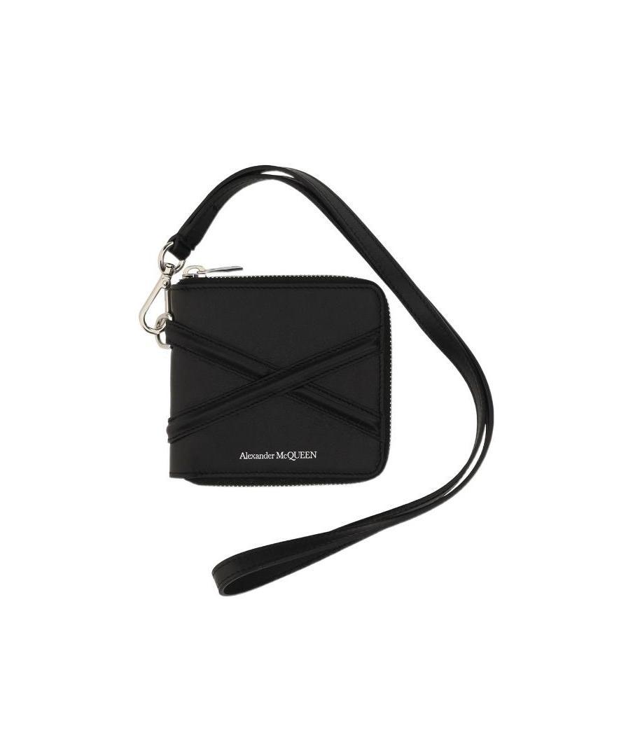 Alexander Mcqueen Zip-up Bifold Leather Wallet In Black