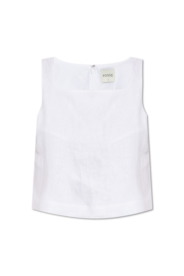 Posse Val Cropped Linen Top