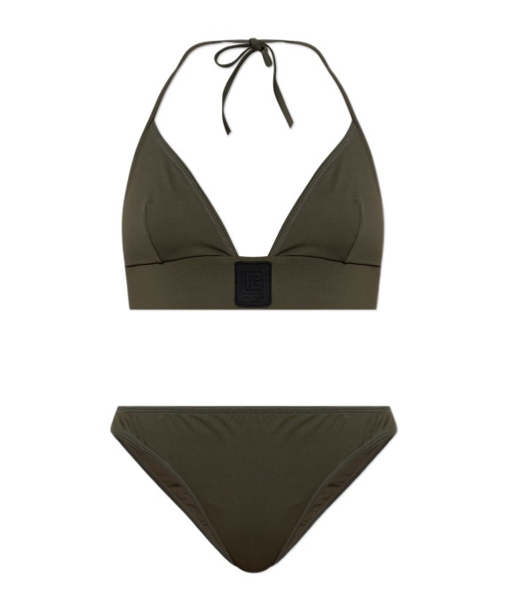 Balmain Logo Patch Bikini In Black