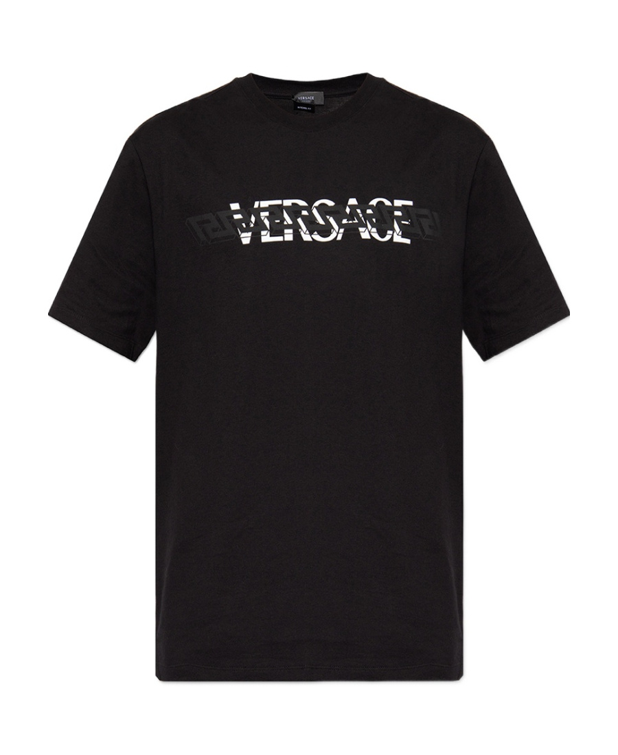 Versace Logo-print Crew-neck T-shirt In Black