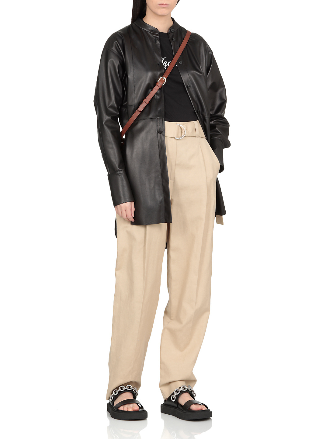 Msgm Belted Straight-leg Trousers In Nude