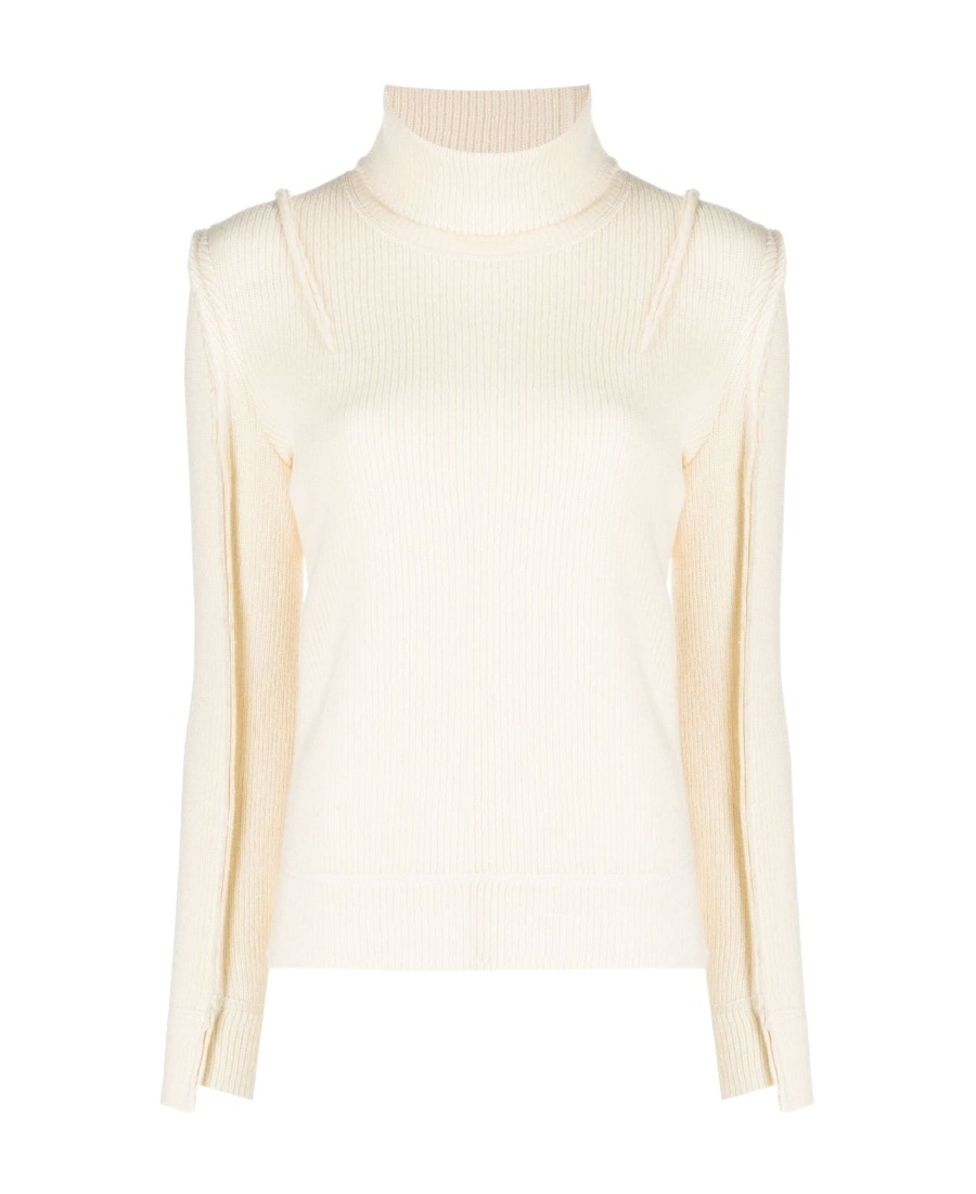 R13 RIB HIGH-NECKED WOOL SWEATER 