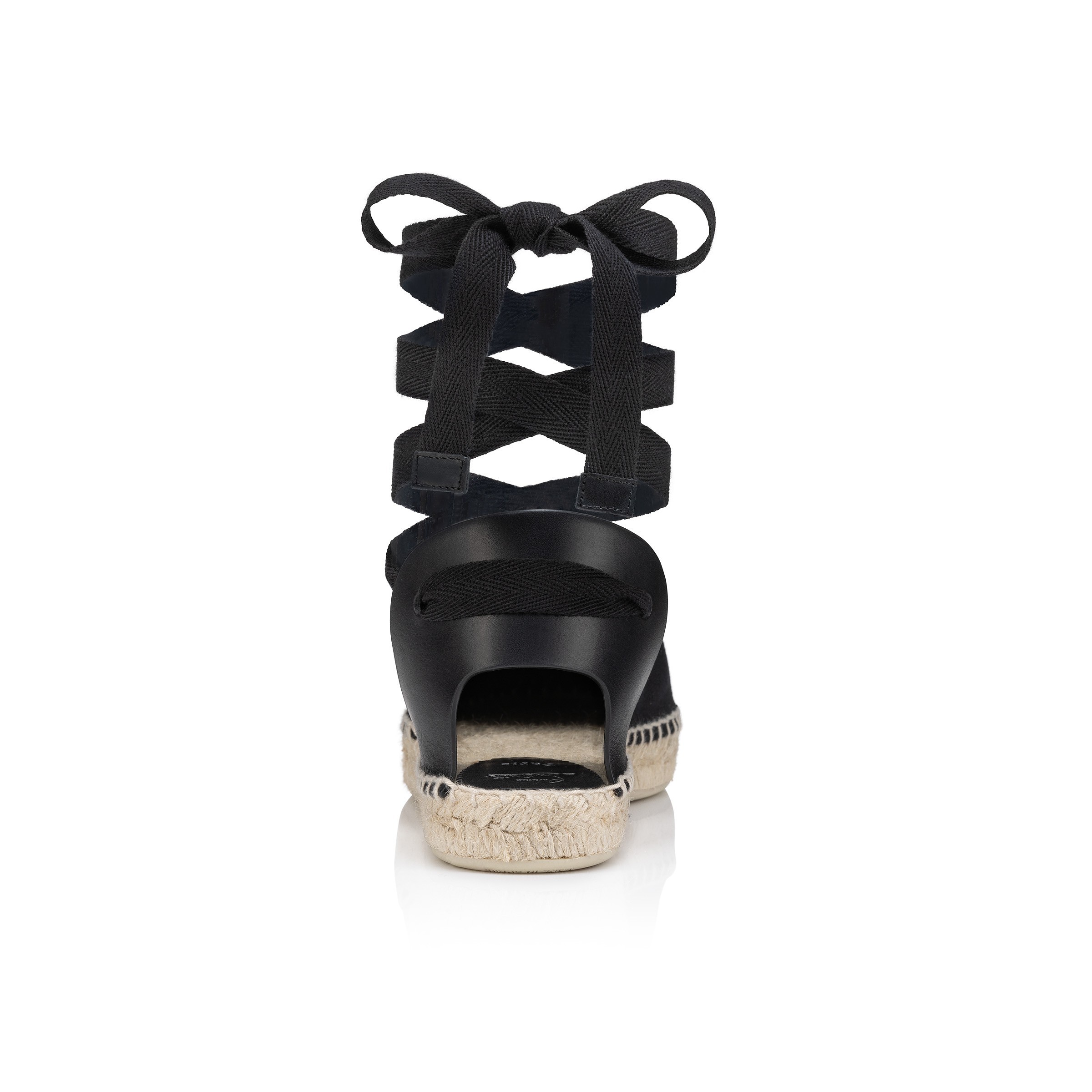 Christian Louboutin Nanou Lace Leather-trimmed Canvas Espadrilles In Black